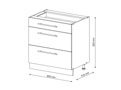Vicco Küchenunterschrank Fame-Line Landhaus/ 80 cm mit 3 Schubladen ohne Arbeitsplatte Weiß