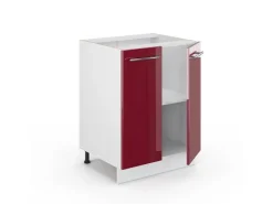 Vicco Küchenunterschrank Fame-Line Bordeaux Hochglanz/Weiß 60 cm AP Marmor Bordeaux-Glanz