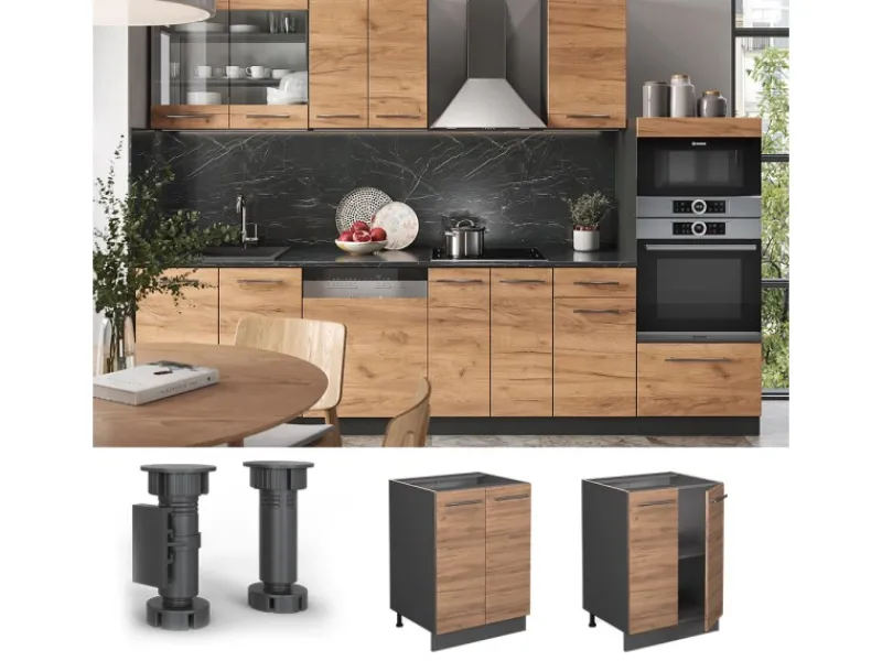 Vicco Küchenunterschrank Fame-Line Goldkraft /Anthrazit 60 cm ohne Arbeitsplatte Küchenschränke