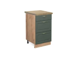Vicco Küchenunterschrank Fame-Line Grün-Gold Landhaus/Goldkraft Eiche 50 cm AP Eiche Dunkelgrün