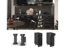 Einbauküchen<Vicco Küchenunterschrank R-Line Schwarz Hochglanz/Anthrazit 30 cm ohne Arbeitsplatte Schwarz Glänzend