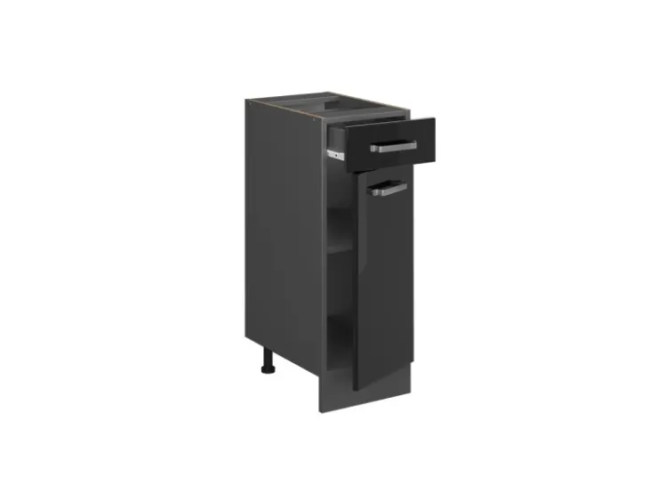 Einbauküchen<Vicco Küchenunterschrank R-Line Schwarz Hochglanz/Anthrazit 30 cm ohne Arbeitsplatte Schwarz Glänzend