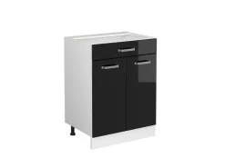 Sale Vicco Küchenunterschrank R-Line Schwarz Hochglanz 60 cm mit Schublade ohne Arbeitsplatte Schwarz Glänzend