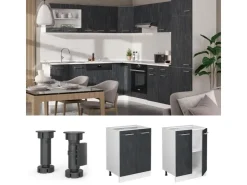 Kühlschränke<Vicco Küchenunterschrank R-Line Küchenkommode Schwarz Beton/Weiß 60 cm AP Marmor Beton Anthrazit