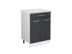 Sale Vicco Küchenunterschrank R-Line Schubladenschrank für die Küche Schwarz Beton 60 cm AP Marmor mit Weiß Korpus Kochfelder|Kühlschränke