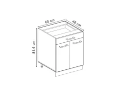 Sale Vicco Küchenunterschrank R-Line Schubladenschrank für die Küche Schwarz Beton 60 cm AP Marmor mit Weiß Korpus Kochfelder|Kühlschränke