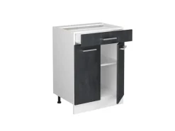 Sale Vicco Küchenunterschrank R-Line Schubladenschrank für die Küche Schwarz Beton 60 cm AP Marmor mit Weiß Korpus Kochfelder|Kühlschränke