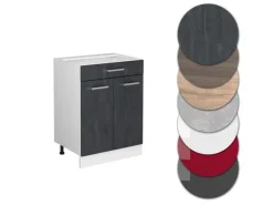 Sale Vicco Küchenunterschrank R-Line Schubladenschrank für die Küche Schwarz Beton 60 cm AP Marmor mit Weiß Korpus Kochfelder|Kühlschränke