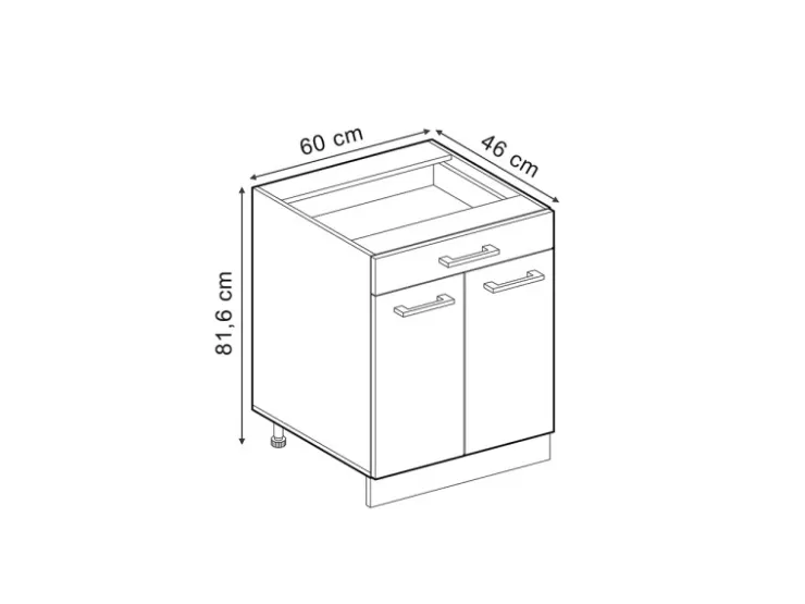 Best Vicco Küchenunterschrank R-Line Artisan-Eiche/Goldkraft Eiche 60 cm mit Schublade ohne Arbeitsplatte Artisan Eiche