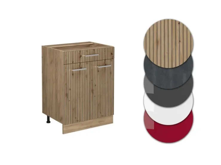 Best Vicco Küchenunterschrank R-Line Artisan-Eiche/Goldkraft Eiche 60 cm mit Schublade ohne Arbeitsplatte Artisan Eiche