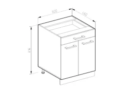 Pfannen<Vicco Küchenunterschrank R-Line Hochglanz 60 cm mit Schublade ohne Arbeitsplatte Weiß