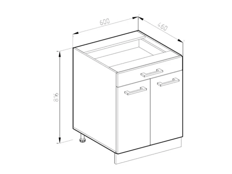 Pfannen<Vicco Küchenunterschrank R-Line Hochglanz 60 cm mit Schublade ohne Arbeitsplatte Weiß