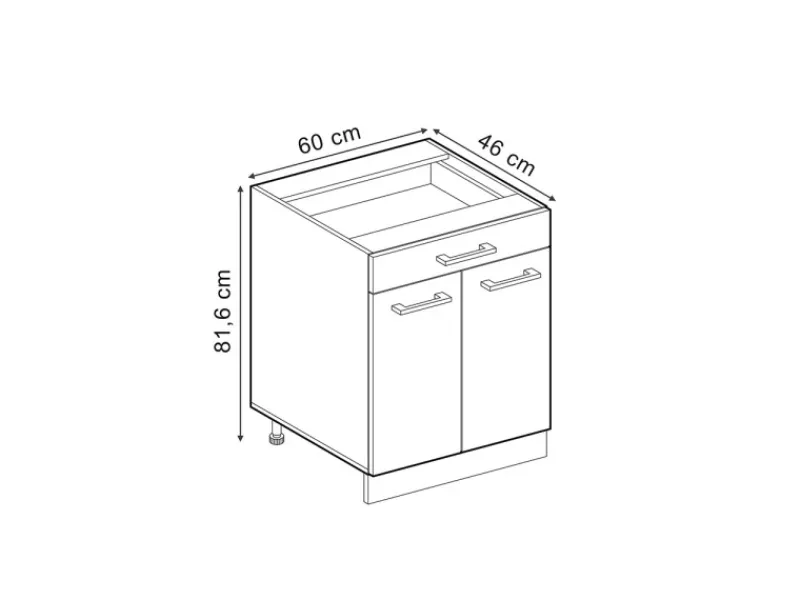 Sale Vicco Küchenunterschrank R-Line Bordeaux Hochglanz/Anthrazit 60 cm mit Schublade ohne Arbeitsplatte Pfannen|Einbauküchen