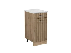 Pfannen<Vicco Küchenunterschrank R-Line Artisan-Eiche/Goldkraft Eiche 40 cm AP Marmor mit Goldkraft Eiche Korpus Artisan Eiche
