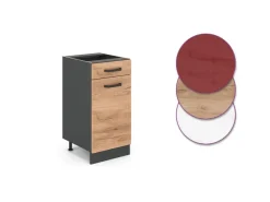 Pfannen<Vicco Küchenunterschrank R-Line Goldkraft /Anthrazit 40 cm AP mit Anthrazit Korpus Eiche