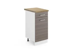 Pfannen<Vicco Küchenunterschrank R-Line Schubladenschrank für die Küche Grau/Weiß 40 cm AP Eiche Edelgrau