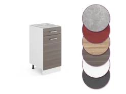 Pfannen<Vicco Küchenunterschrank R-Line Schubladenschrank für die Küche Grau/Weiß 40 cm AP Eiche Edelgrau