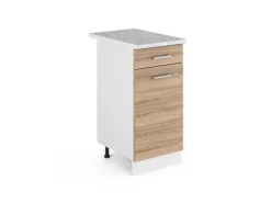 Pfannen<Vicco Küchenunterschrank R-Line Schubladenschrank für die Küche Sonoma/Weiß 40 cm AP Marmor Sonoma Eiche