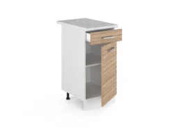 Pfannen<Vicco Küchenunterschrank R-Line Schubladenschrank für die Küche Sonoma/Weiß 40 cm AP Marmor Sonoma Eiche