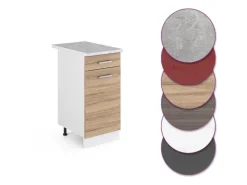 Pfannen<Vicco Küchenunterschrank R-Line Schubladenschrank für die Küche Sonoma/Weiß 40 cm AP Marmor Sonoma Eiche