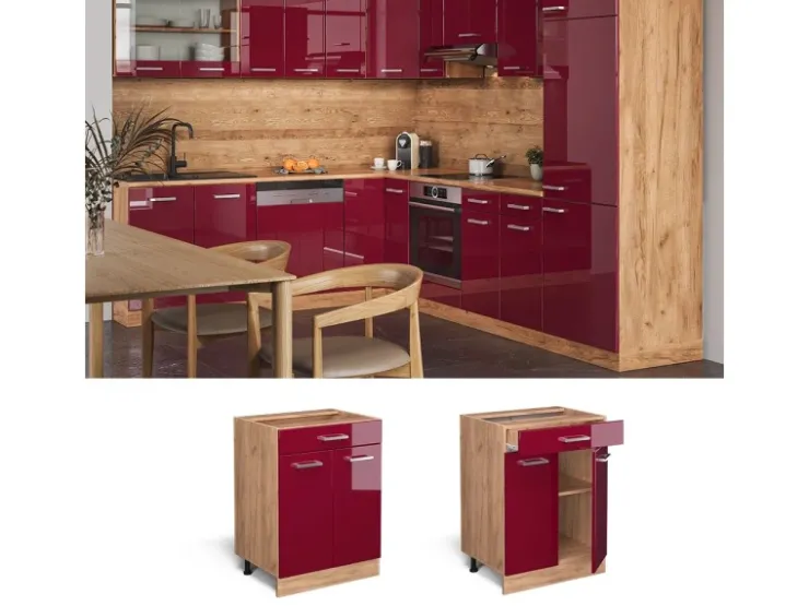 New Vicco Küchenunterschrank R-Line Schubladenschrank für die Küche /Weiß 40 cm AP Anthrazit Pfannen