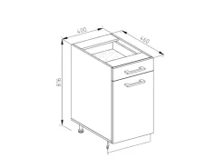 Vicco Küchenunterschrank R-Line Schubladenschrank für die Küche /Anthrazit 40 cm AP Eiche Pfannen
