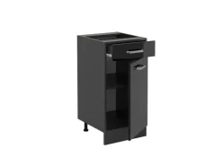 Pfannen<Vicco Küchenunterschrank R-Line Schubladenschrank für die Küche Schwarz Hochglanz 40 cm AP Marmor Schwarz Glänzend