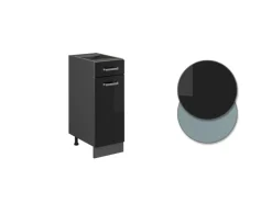 Discount Vicco Küchenunterschrank R-Line Schwarz Hochglanz/Anthrazit 30 cm AP Eiche Schwarz Glänzend
