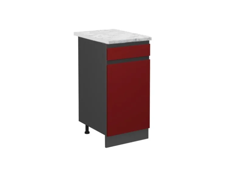 Vicco Küchenunterschrank R-Line Goldkraft /Anthrazit 40 cm AP mit Anthrazit Korpus Pfannen