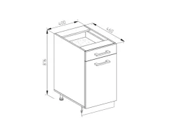 Vicco Küchenunterschrank R-Line Goldkraft /Anthrazit 40 cm AP mit Anthrazit Korpus Pfannen