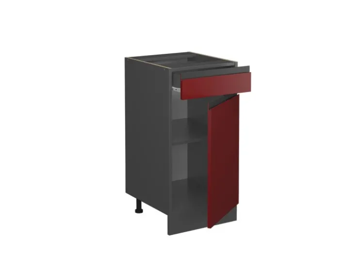 Vicco Küchenunterschrank R-Line Goldkraft /Anthrazit 40 cm AP mit Anthrazit Korpus Pfannen