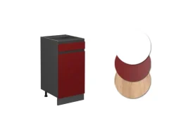 Pfannen<Vicco Küchenunterschrank R-Line Schubladenschrank für die Küche /Anthrazit AP Marmor Rot
