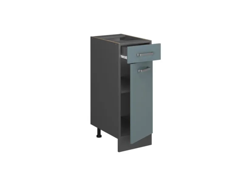 Discount Vicco Küchenunterschrank R-Line Schubladenschrank für die Küche Blau-Grau/Anthrazit 30 cm AP Eiche Pfannen