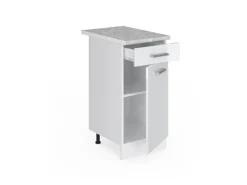 Pfannen<Vicco Küchenunterschrank R-Line Schubladenschrank für die Küche Hochglanz/ 40 cm AP Marmor Weiß