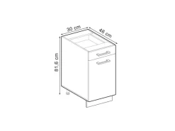 New Vicco Küchenunterschrank R-Line Schwarz Hochglanz/Goldkraft Eiche 30 cm AP Eiche Pfannen