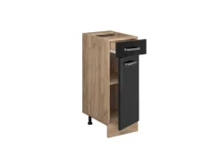 New Vicco Küchenunterschrank R-Line Schwarz Hochglanz/Goldkraft Eiche 30 cm AP Eiche Pfannen
