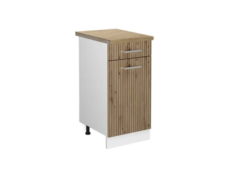 Sale Vicco Küchenunterschrank R-Line Schubladenschrank für die Küche Schwarz Beton 40 cm AP Marmor mit Goldkraft Eiche Korpus Beton Anthrazit
