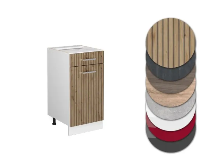 Sale Vicco Küchenunterschrank R-Line Schubladenschrank für die Küche Schwarz Beton 40 cm AP Marmor mit Goldkraft Eiche Korpus Beton Anthrazit
