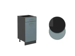 Best Vicco Küchenunterschrank R-Line Schubladenschrank für die Küche Blau-Grau/Anthrazit 40 cm AP Marmor Blaugrau