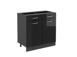 Hot Vicco Küchenunterschrank R-Line Schwarz Hochglanz/Anthrazit 80 cm ohne Arbeitsplatte Schwarz Glänzend