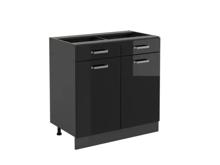 Hot Vicco Küchenunterschrank R-Line Schwarz Hochglanz/Anthrazit 80 cm ohne Arbeitsplatte Schwarz Glänzend