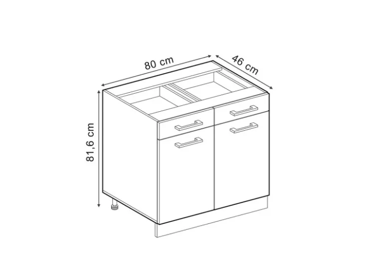 Hot Vicco Küchenunterschrank R-Line Schwarz Hochglanz/Anthrazit 80 cm ohne Arbeitsplatte Schwarz Glänzend