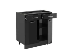 Hot Vicco Küchenunterschrank R-Line Schwarz Hochglanz/Anthrazit 80 cm ohne Arbeitsplatte Schwarz Glänzend