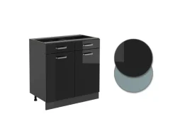 Hot Vicco Küchenunterschrank R-Line Schwarz Hochglanz/Anthrazit 80 cm ohne Arbeitsplatte Schwarz Glänzend