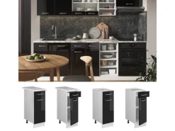 Clearance Vicco Küchenunterschrank R-Line Schwarz Hochglanz/Weiß 30 cm ohne Arbeitsplatte Schwarz Glänzend