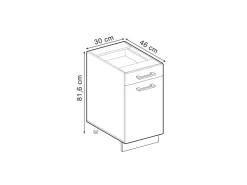 Clearance Vicco Küchenunterschrank R-Line Schwarz Hochglanz/Weiß 30 cm ohne Arbeitsplatte Schwarz Glänzend