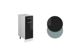 Clearance Vicco Küchenunterschrank R-Line Schwarz Hochglanz/Weiß 30 cm ohne Arbeitsplatte Schwarz Glänzend