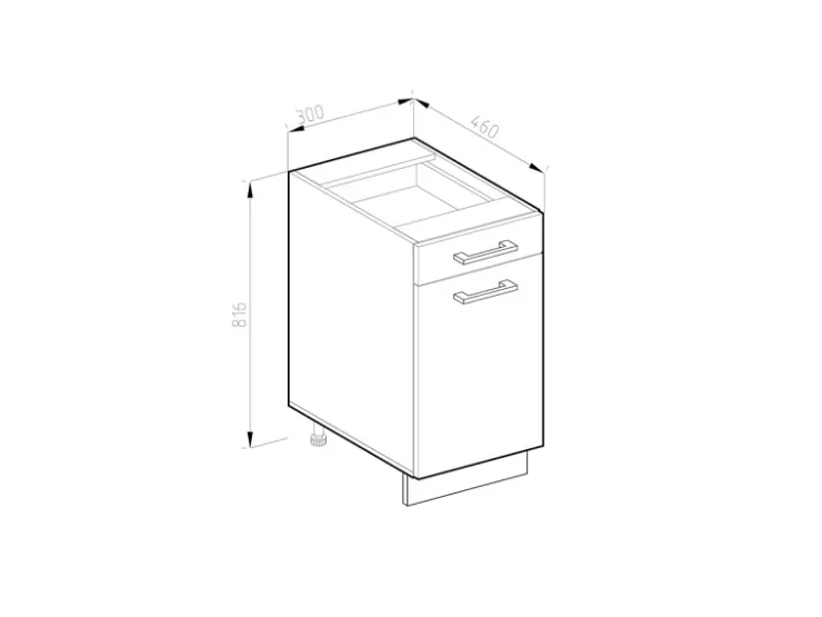 Vicco Küchenunterschrank R-Line Goldkraft /Anthrazit 30 cm J-Shape ohne Arbeitsplatte Eiche