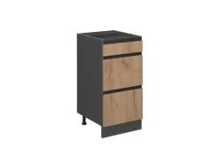 Best Vicco Küchenunterschrank R-Line Goldkraft /Anthrazit 40 cm J-Shape mit Schubladen ohne Arbeitsplatte Eiche