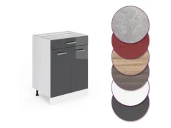 Clearance Vicco Küchenunterschrank R-Line Schwarz Hochglanz/Weiß 60 cm mit Schubladen ohne Arbeitsplatte Küchenschränke